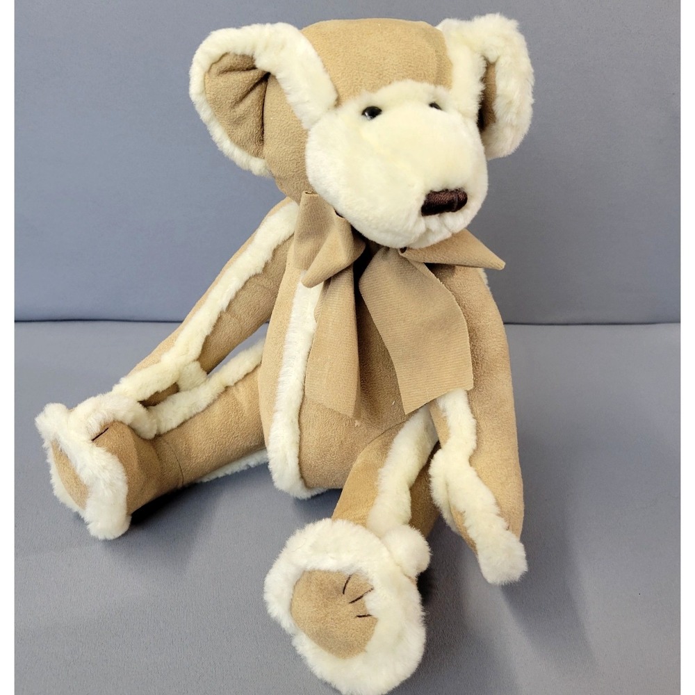 Bath & Body Works Gingerbread Plush Bear Suede Faux Fur Trim Tan Cream 12in